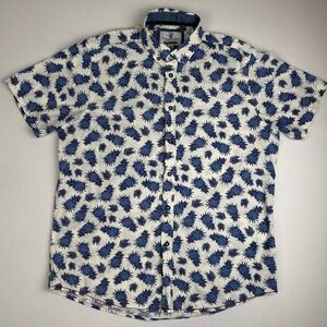 International Report Pineapple Shirt Blue White Men's Large Cotton